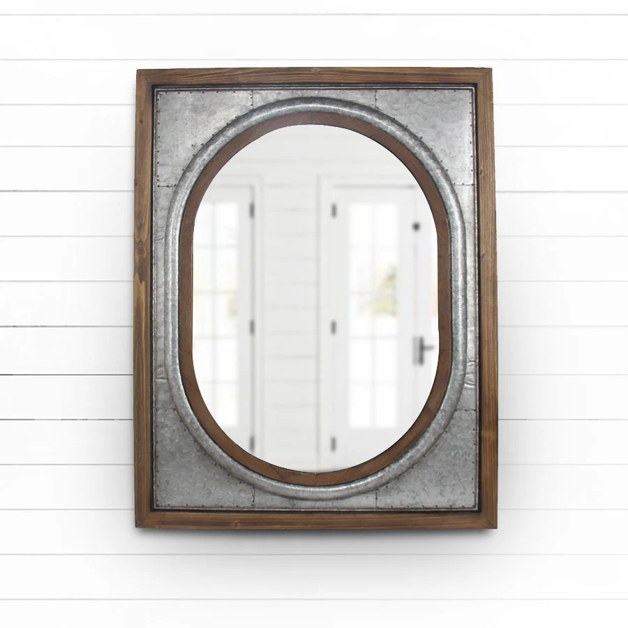 *HUGE* Tin Framed Oval Wall Mirror