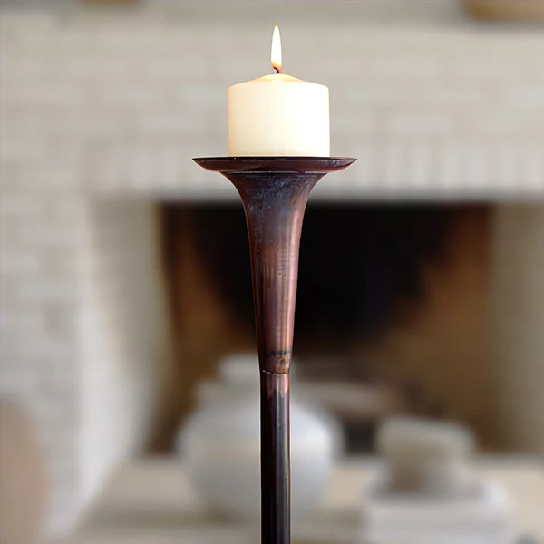 Extra Tall Antique Copper Finish Iron Candle Holders, Set of 2