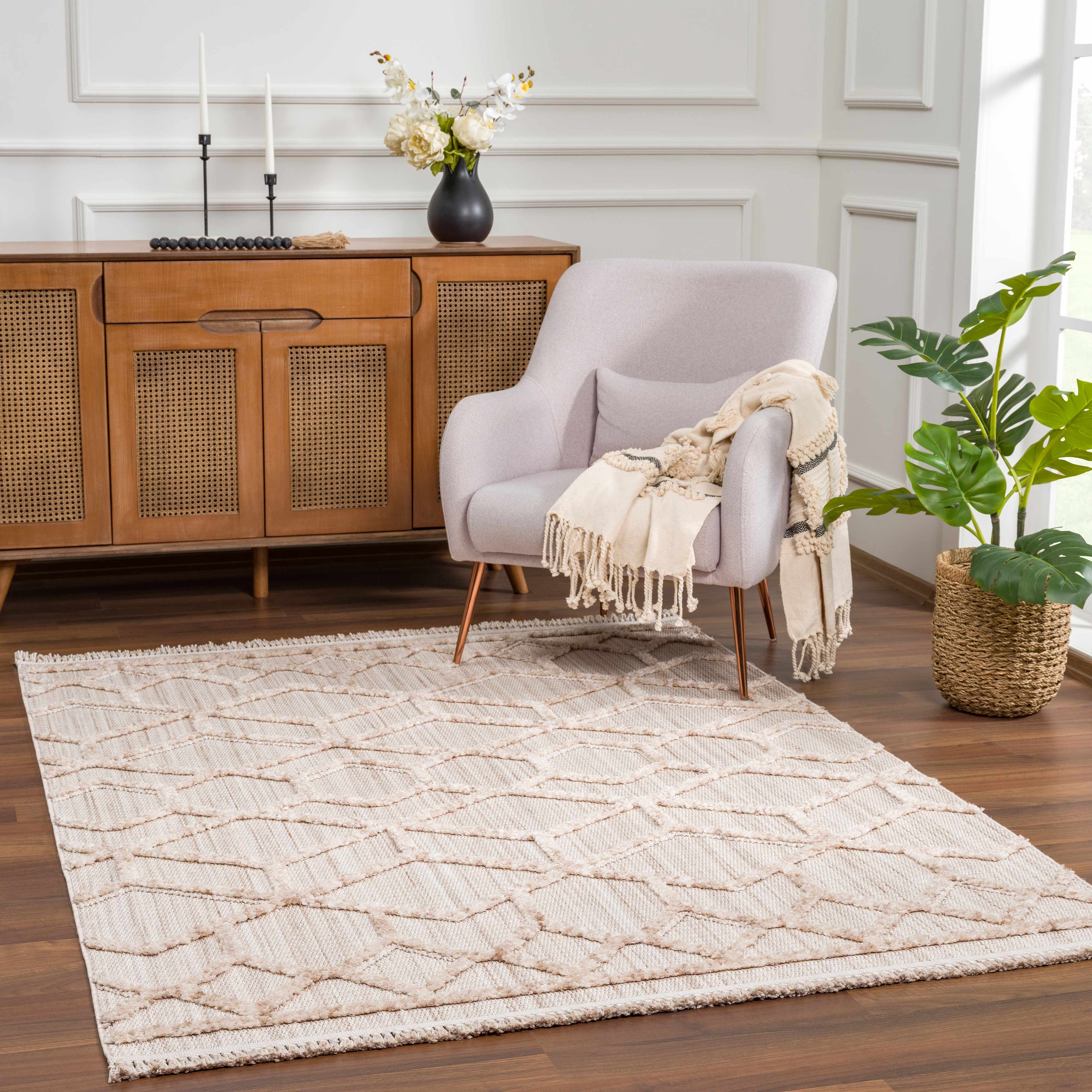 Modern Moroccan Trellis Area Rug
