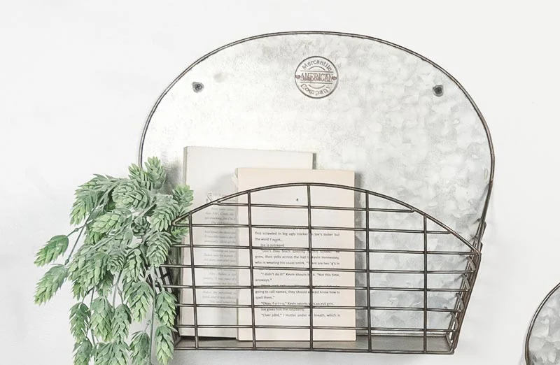 Industrial Galvanized Wall Baskets  Set of 2