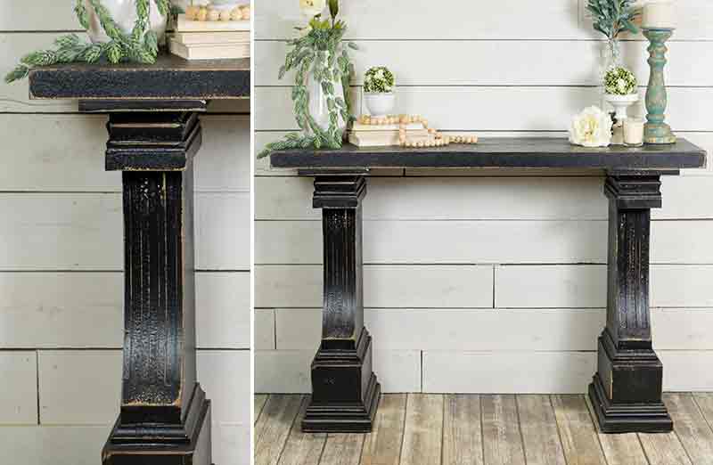 Distressed Black Wooden Console Table
