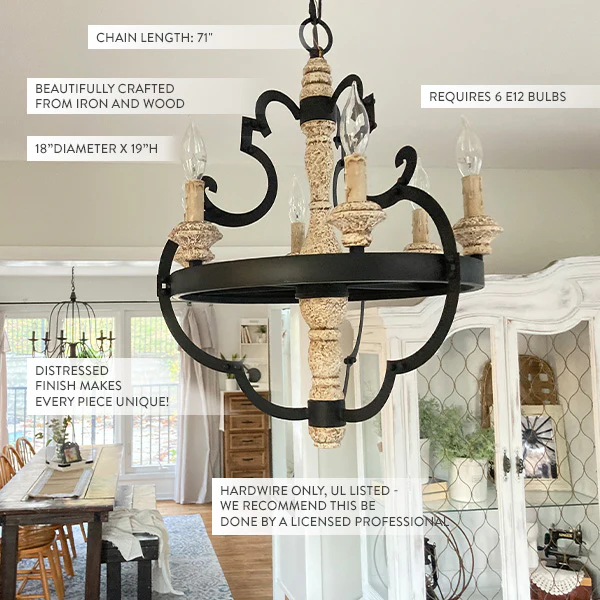 Rustic Modern Six Light Chandelier