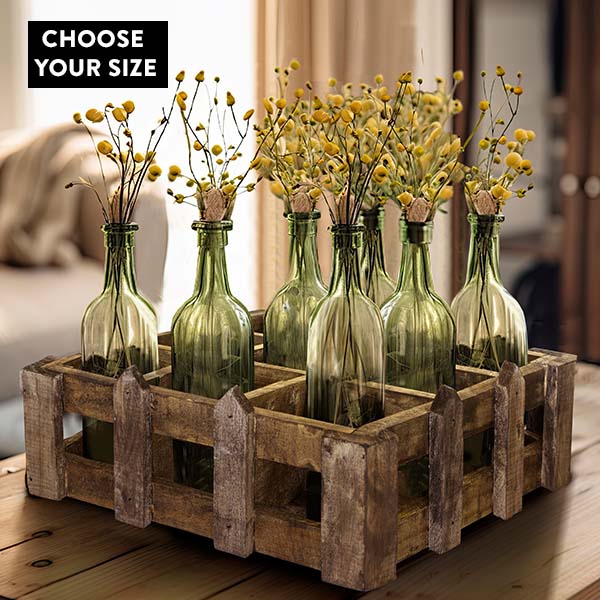 Wooden Fence Crate with Cubbies, Choose Your Size