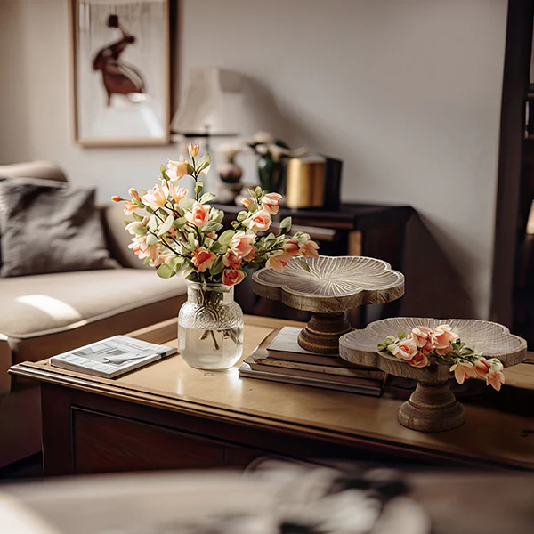 Scalloped Wooden Risers, Set of 2