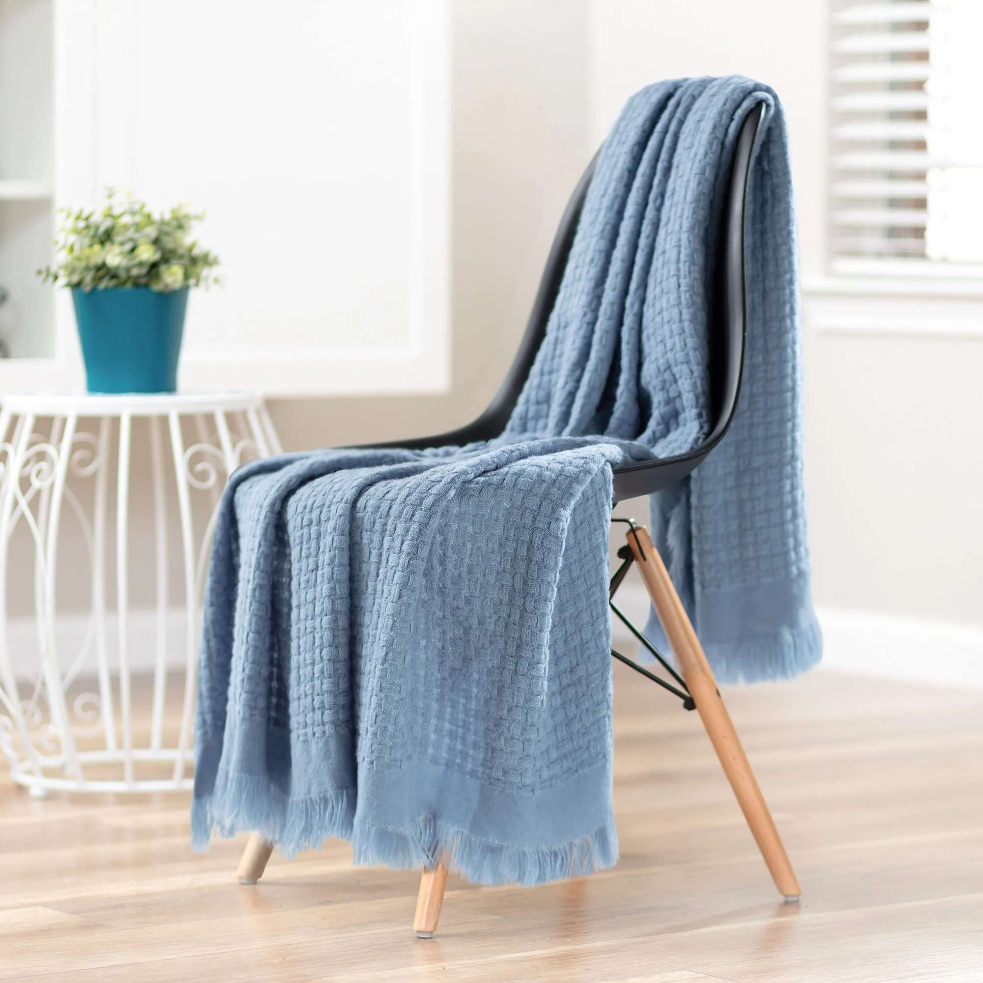 Waffle Fringe Throw Blanket