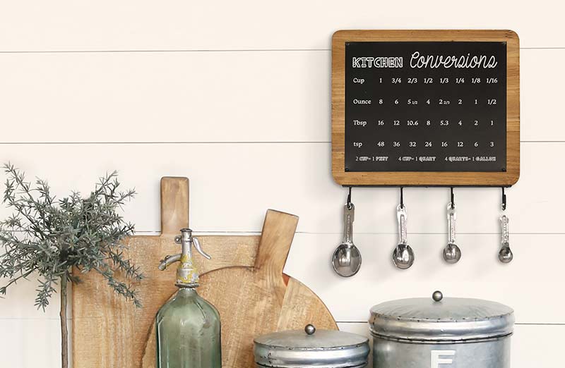 Kitchen Conversion Chart With 4 Measuring Spoons