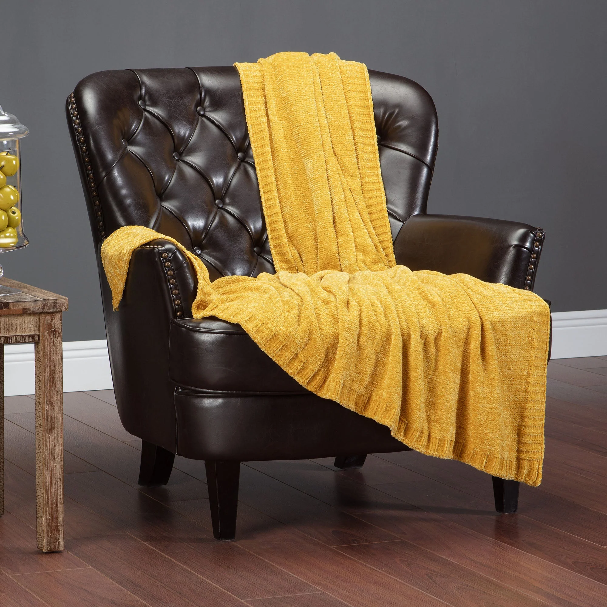 Chenille Luxe Border Throw Blanket
