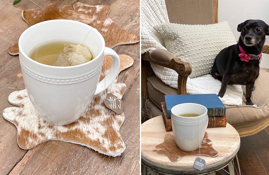 Artisan Made Cow Hide Coasters, Set of 4