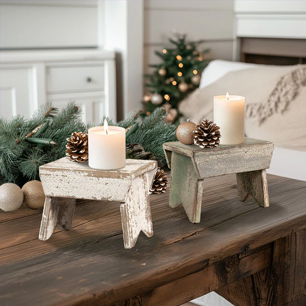 Vintage Inspired Distressed Wooden Milking Stool, Choose Your Color