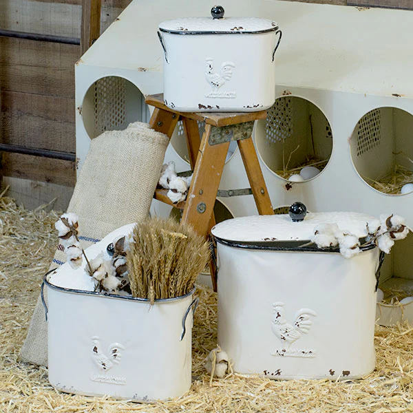 Distressed Enamel Canisters  Set of 3