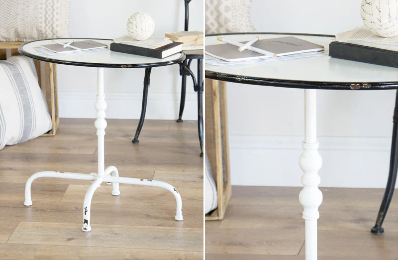 Oval Distressed Enamel Side Table