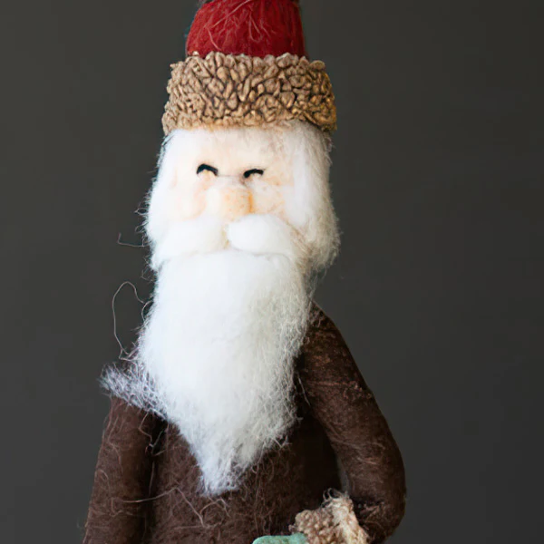 Old World Felt Santas, Set of 2