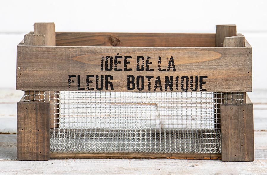 Mesh Lined Wooden Garden Crate