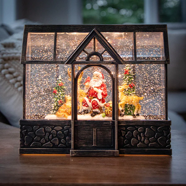 Santa and Reindeer Musical Snow Globe