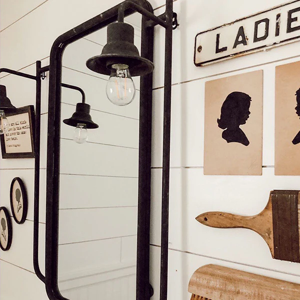 Wall Mirror with Hanging Lamps