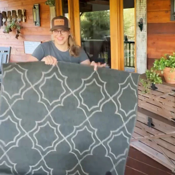 Black Modern Farmhouse Outdoor Rug