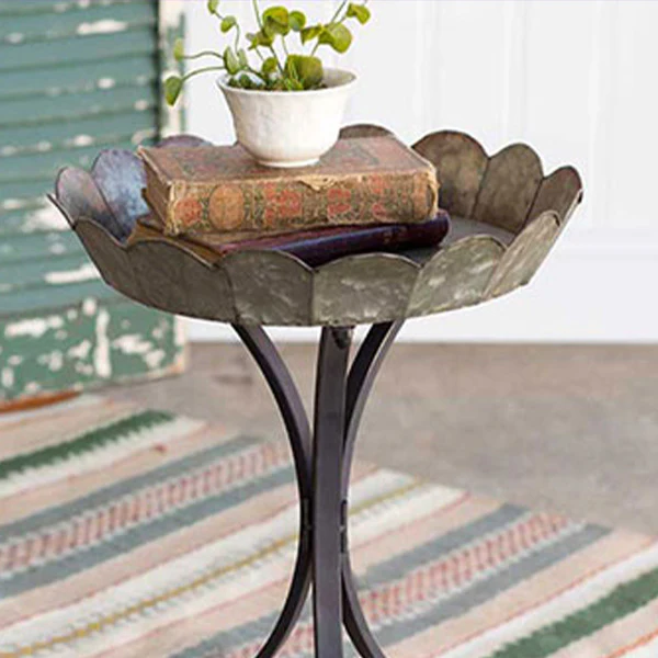 Scalloped Edge Metal Accent Table