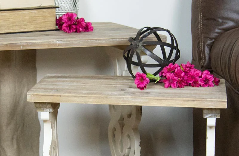 Wooden Scroll Nesting Side Tables