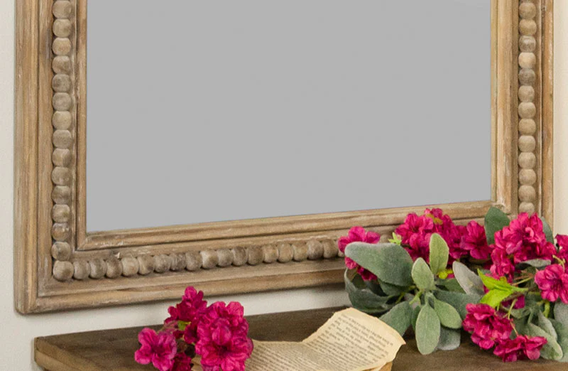 Wooden Bead Trim Mirror