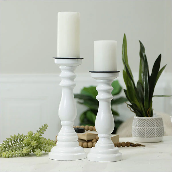 French Farmhouse Candle Holders, Set of 2