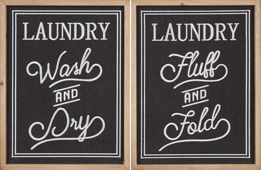 Wooden Framed Laundry Signs, Set of 2