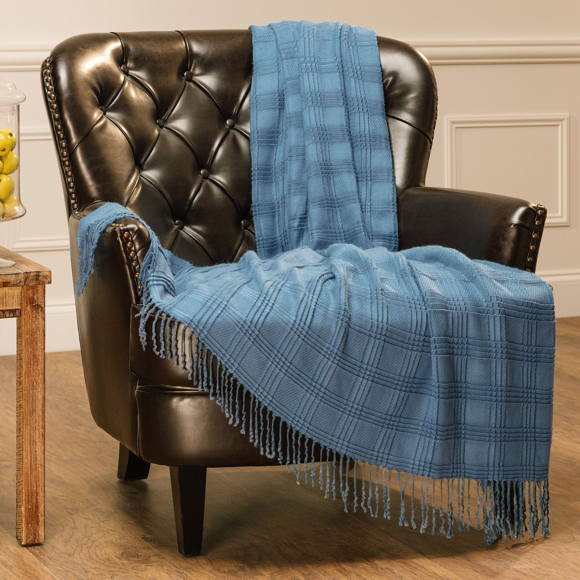 Pleated Plaid Throw Blanket