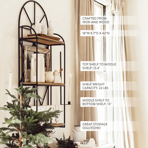 42 Inch Three Tier Arched Display Shelf