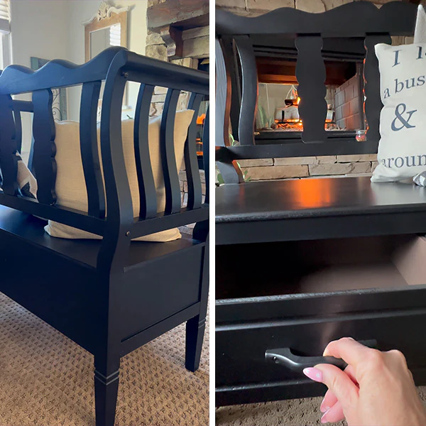 Ornate European Black Storage Bench