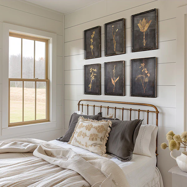 Glass Covered Botanical Prints, Set of 6