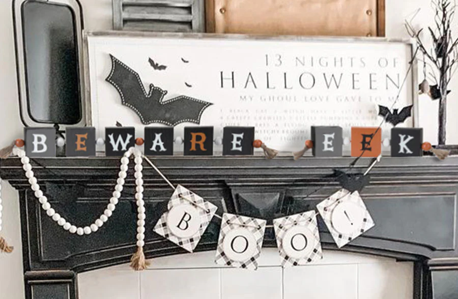 Halloween Block Garland, Set of 2