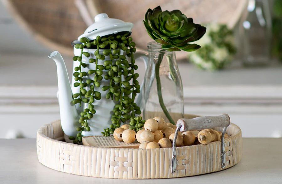 Wicker Trays With Handles, Set of 3