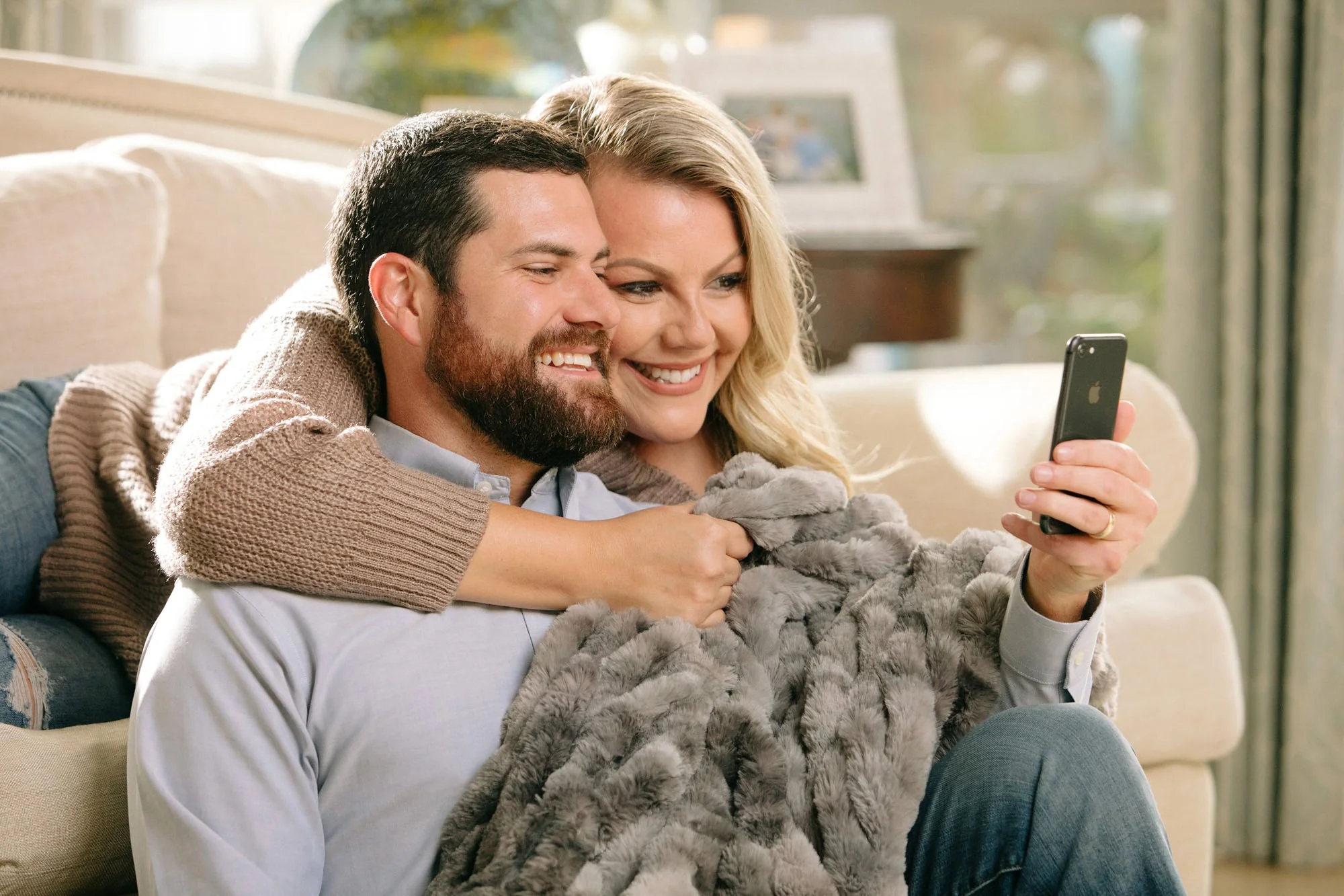 Ruched Faux Fur Throw Blanket