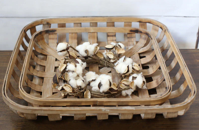 Square Tobacco Baskets  Set of 2