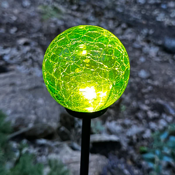 Multi-Color Solar LED Crackle Globe Yard Stakes, Set of 4