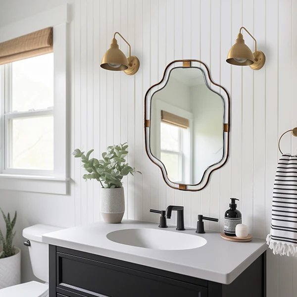 Notched Corner Powder Room Mirror