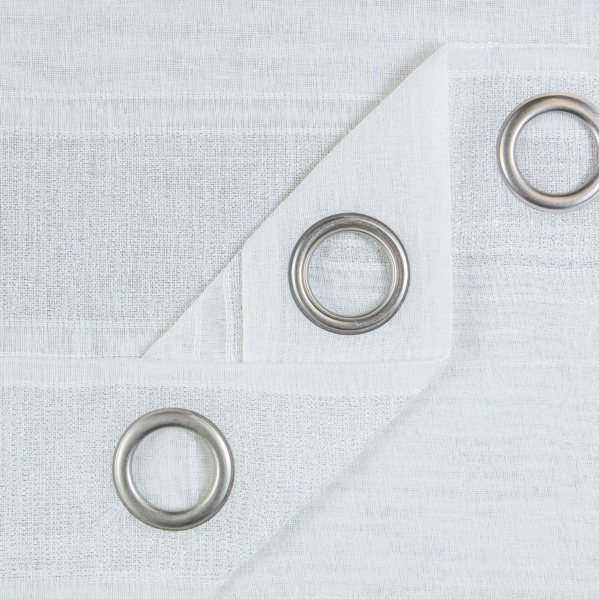 Shimmer Stripe Faux Linen Sheer Grommet Curtains