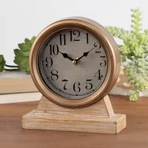 Round Copper Metal Table Clock