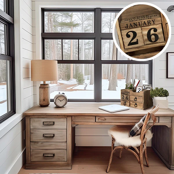 Wooden Desk Organizer and Calendar, 2 in 1 Steal