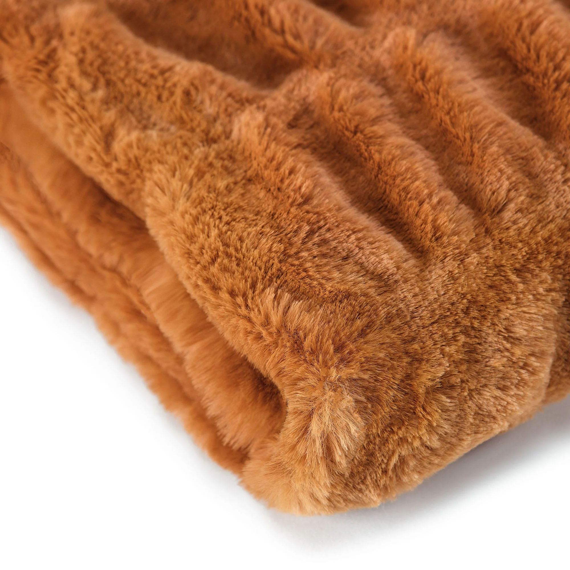 Ruched Faux Fur Throw Blanket
