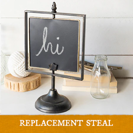 Golden Trimmed Chalkboard on Metal Stand