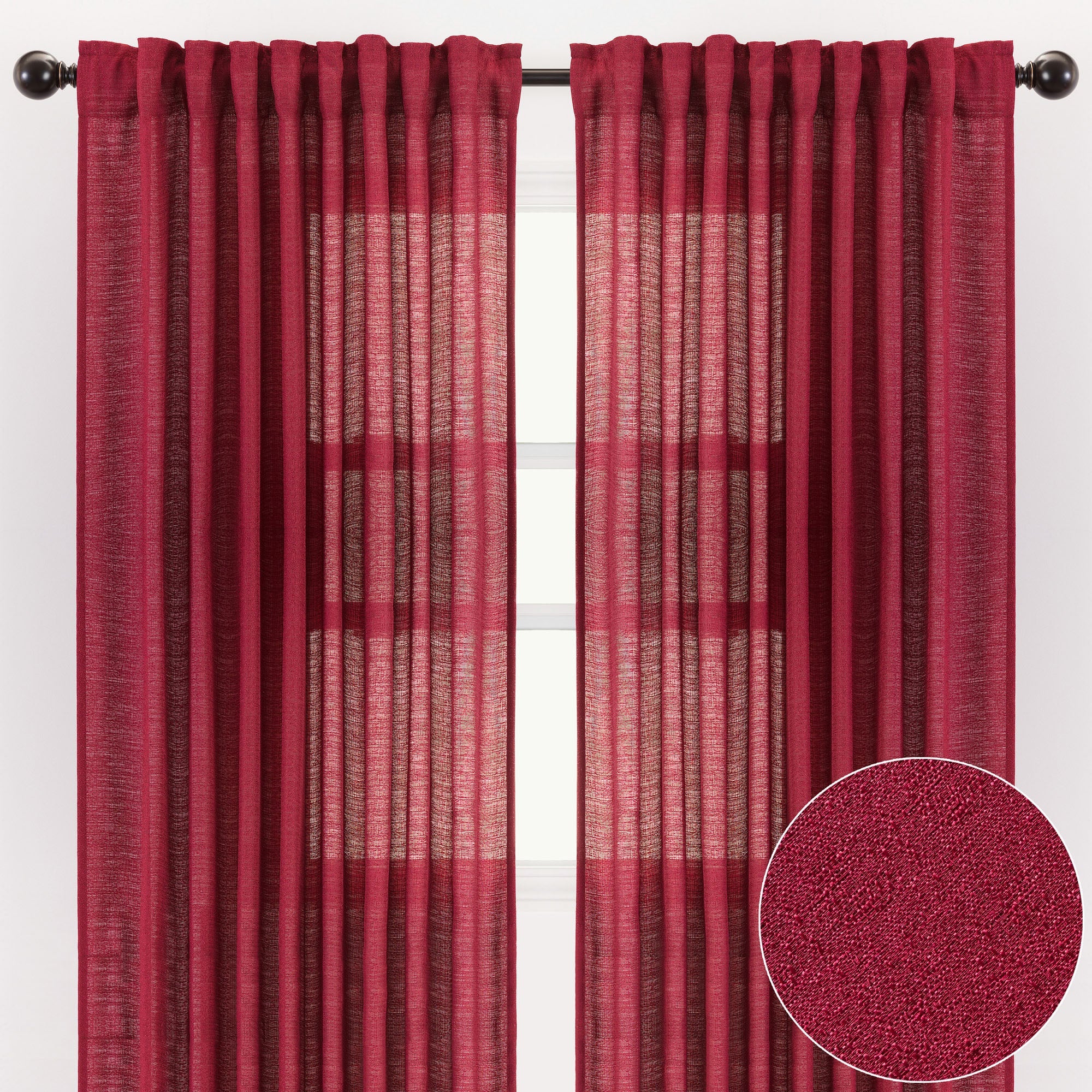 Faux Belgian Flax Solid Curtains