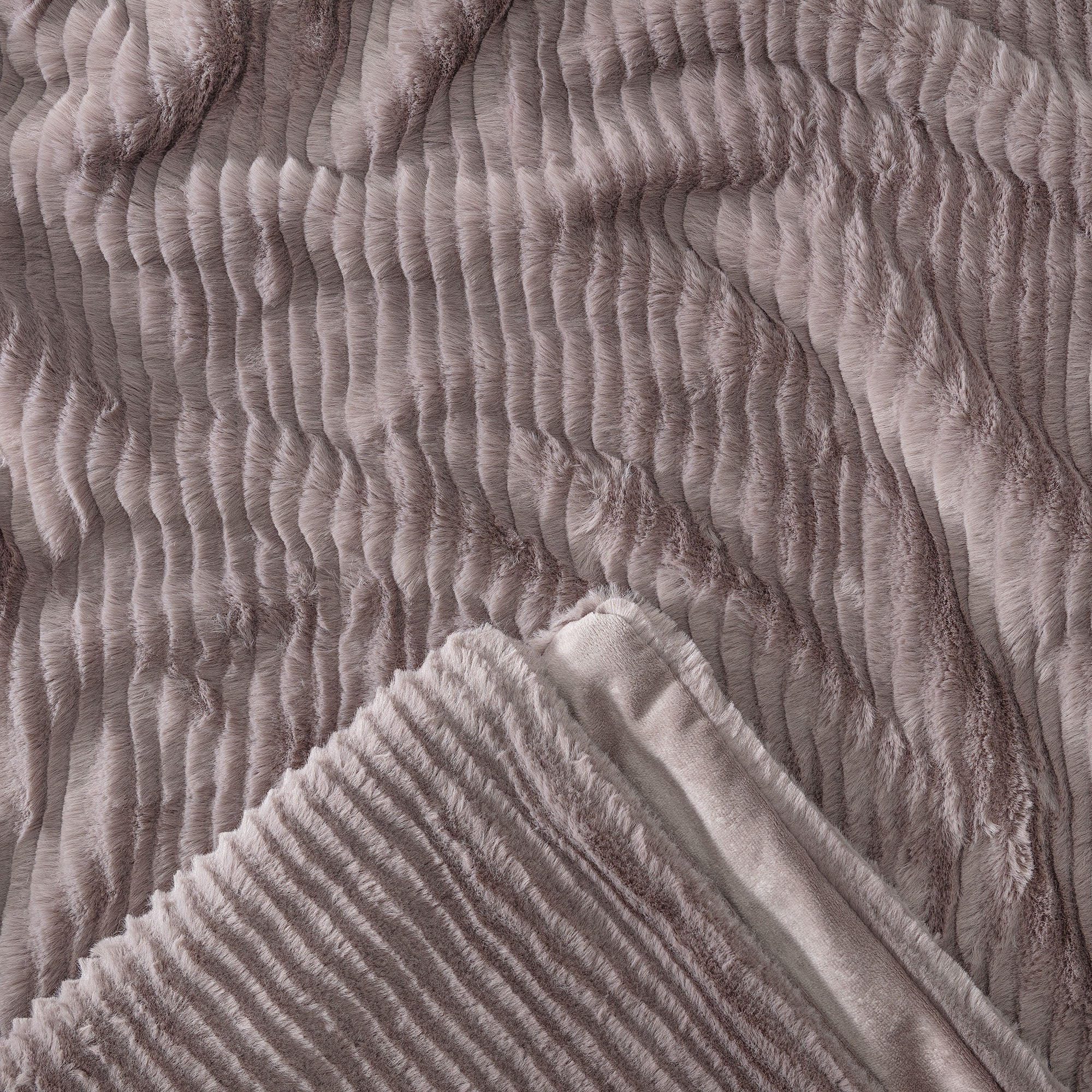 Stripe Textured Faux Fur Throw Blanket