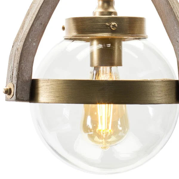 Contrasting Wood and Brushed Metal Pendant Light