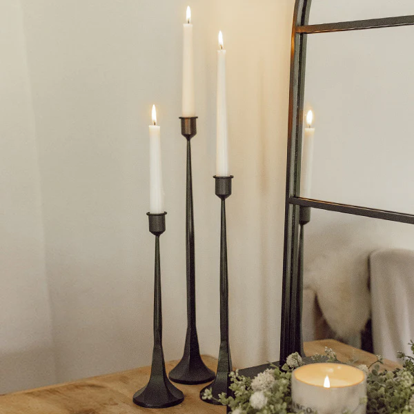Metal Taper Candle Holders, Set of 3