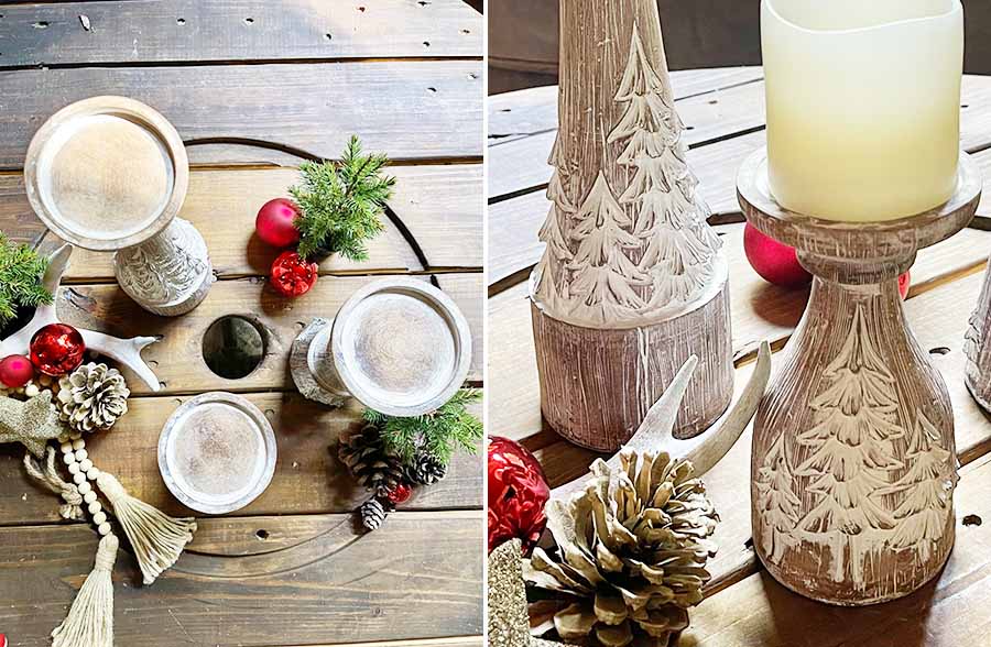 Snow Covered Tree Candle Holders, Set of 3