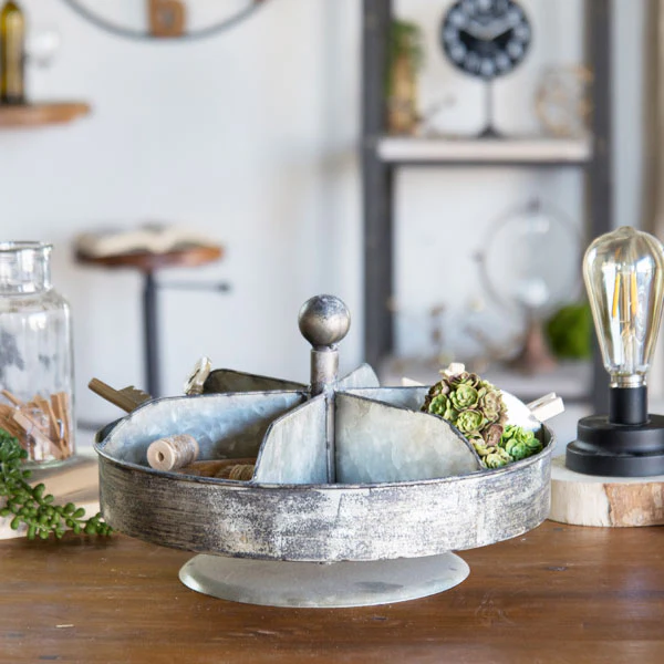Galvanized Metal Spinning Tray Organizer