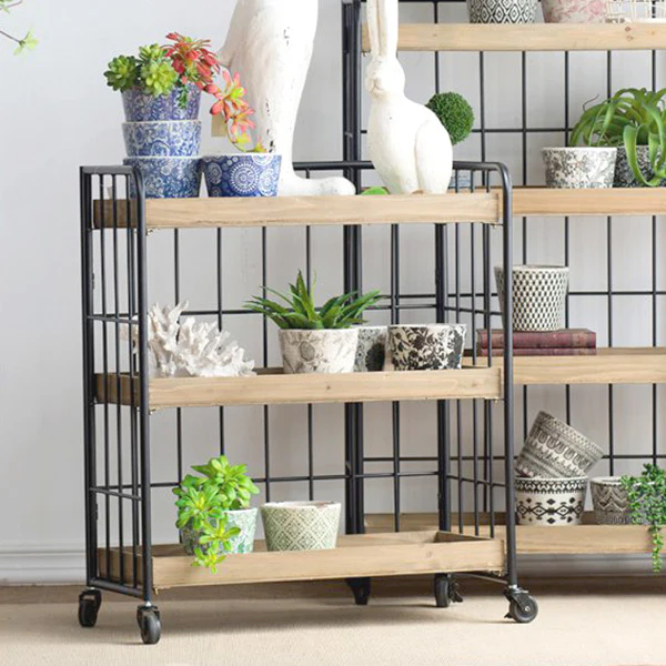 Rustic Cart Shelf with Wheels
