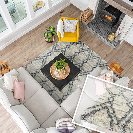 Sand-Graphite Plush Diamond Rug, Pick Your Size