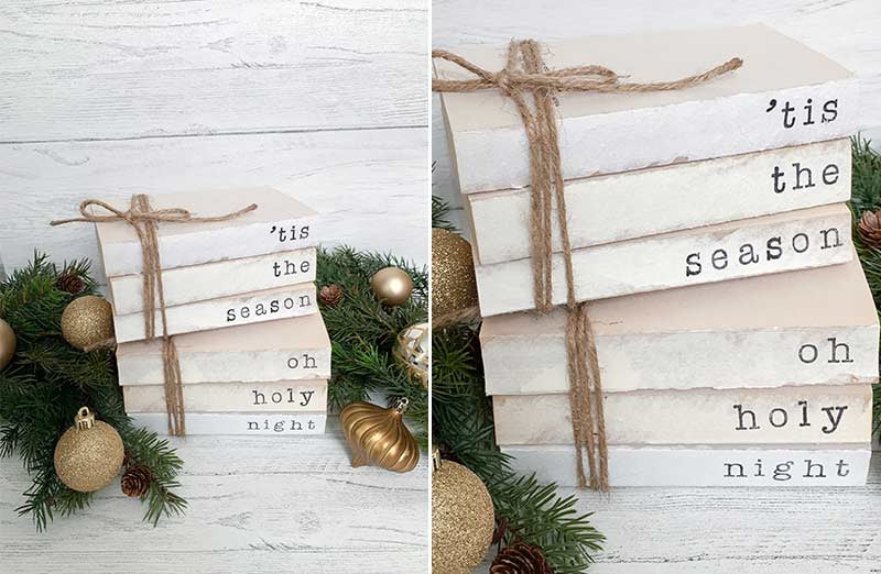Christmas Sentiments Stamped Book Set, Artisan Made By ReefRainAria
