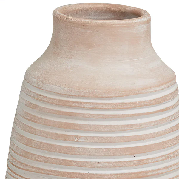 Distressed Ribbed Terracotta Vase